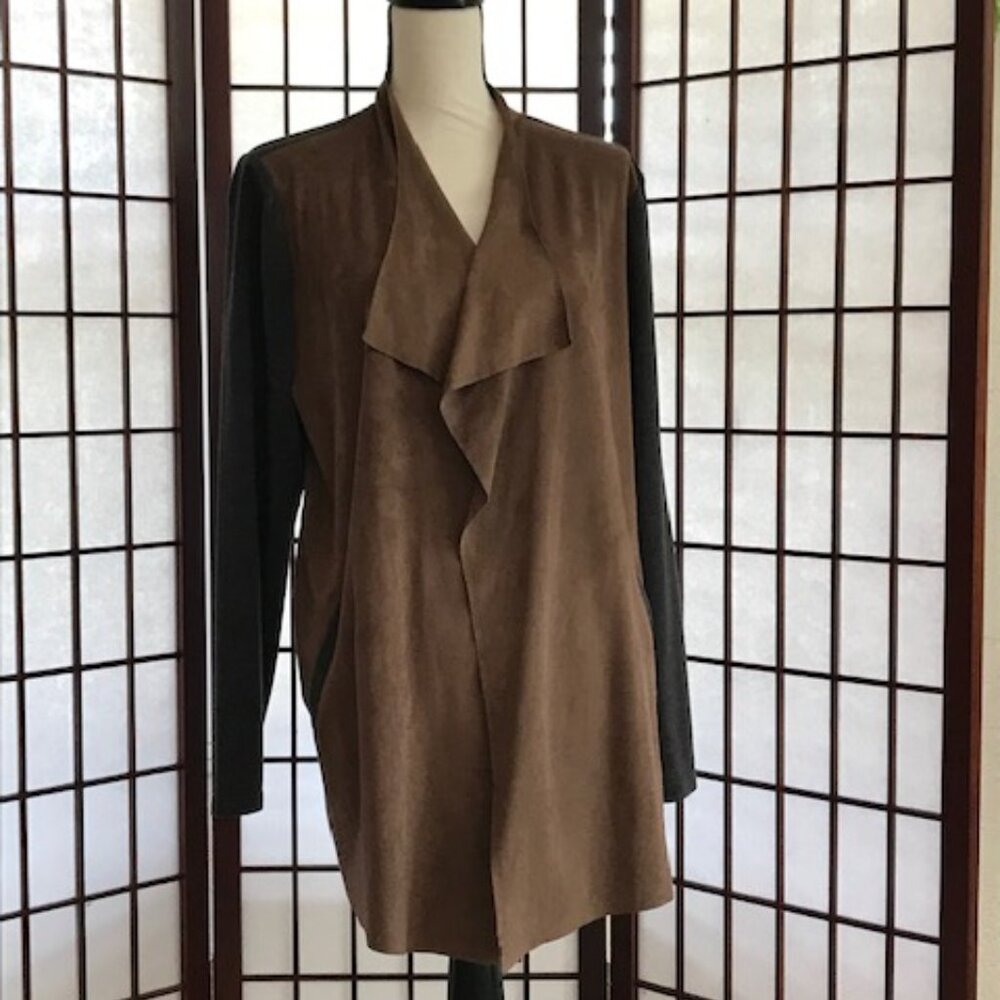 Chico's Relaxed Grey and Tan Jacket, Size 3